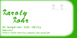 karoly kohr business card