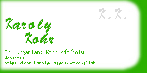 karoly kohr business card